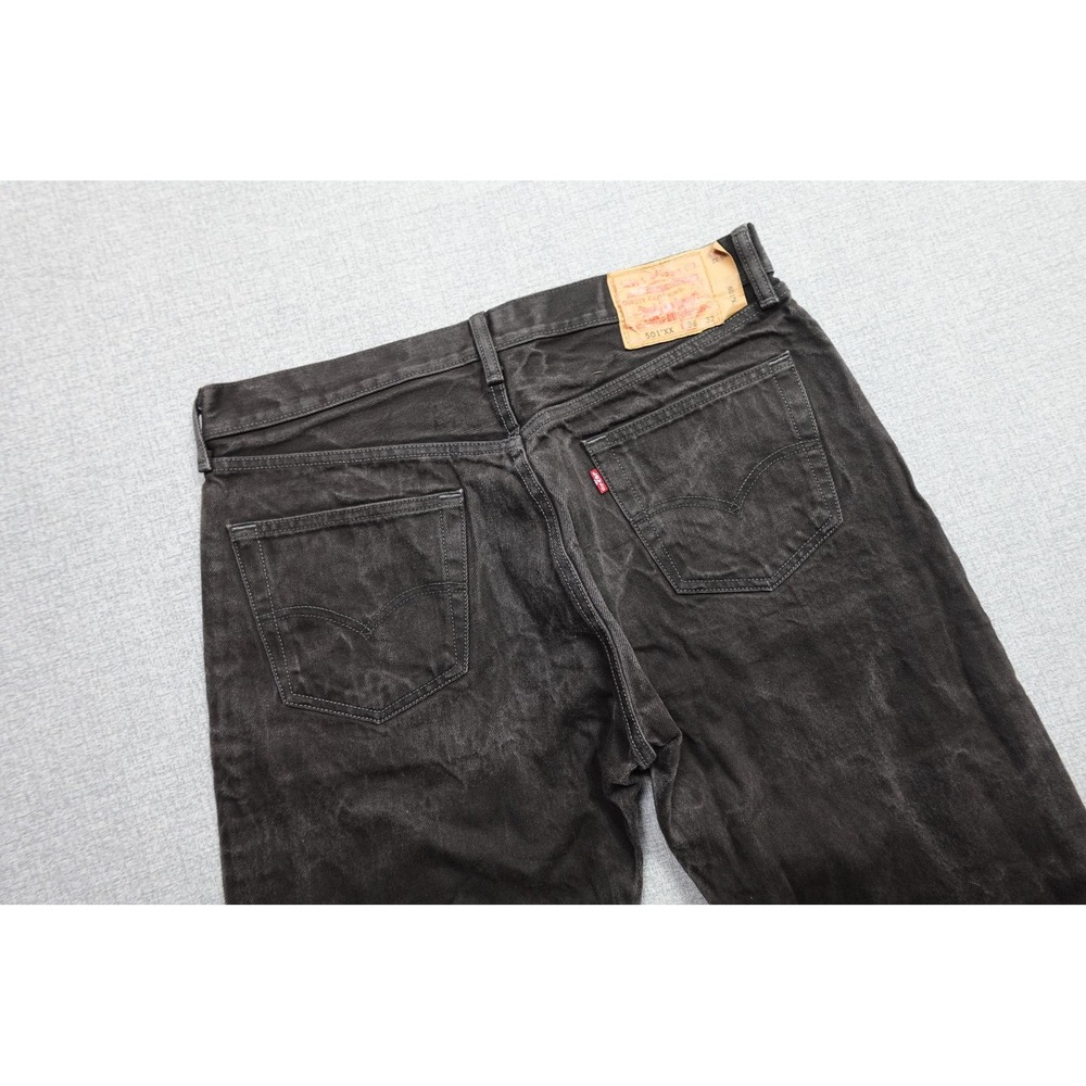 Levi's 501 Straight Leg Jeans Mens 36x30 Black Dark Wash Denim Button Fly